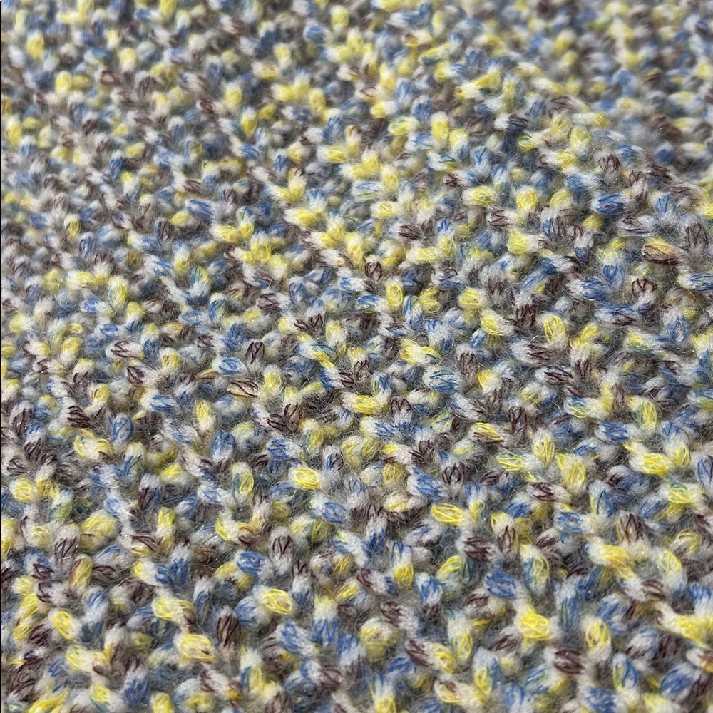 Stitches and Stripes Chunky Crewneck Sweater Size Medium blue yellow cream brown - Picture 5 of 7